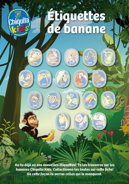 Planche d'étiquettes de banane Chiquita Kids