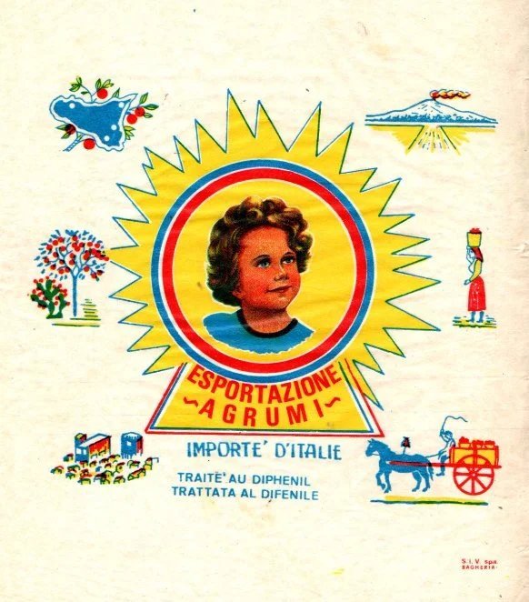 Ancien papier d'agrume Esportazione Agrumi, importé d'Italie.